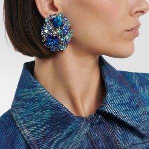 Zara Rhinestone Large Clip on Earrings